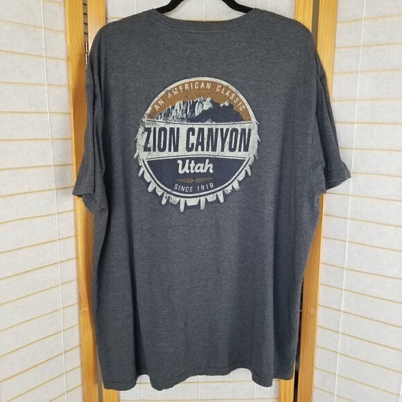 Zion Canyon Utah T-Shirt Gray Short Sleeves Graphic Tee Cotton/Poly Size 2XL - Picture 1 of 6